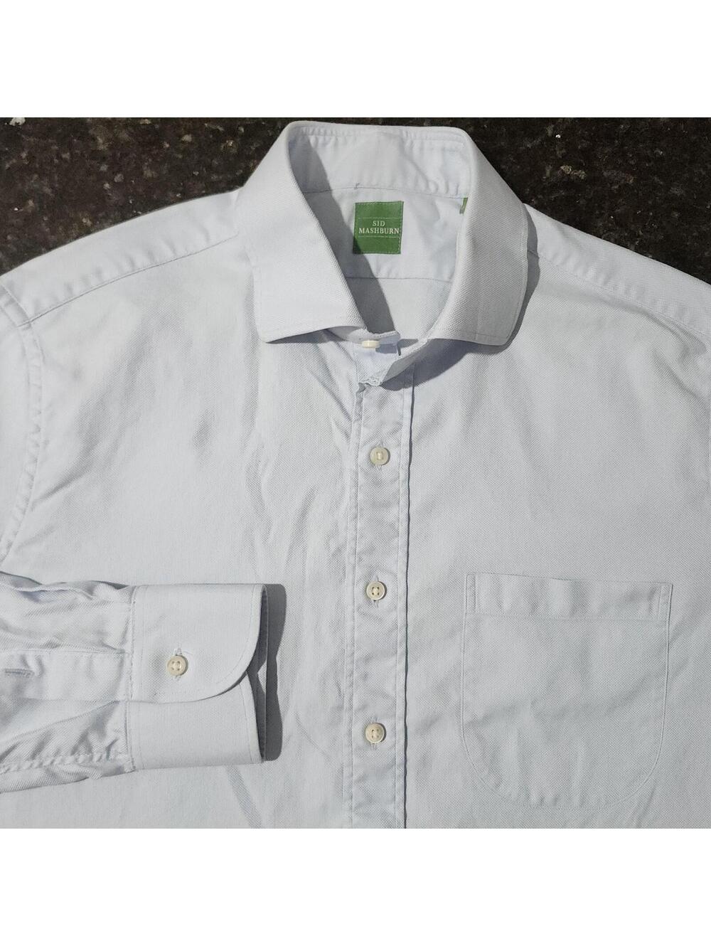 Sid Mashburn Spread Collar Dress Shirt Pique Preppy Classic Office Mens 15½ 35